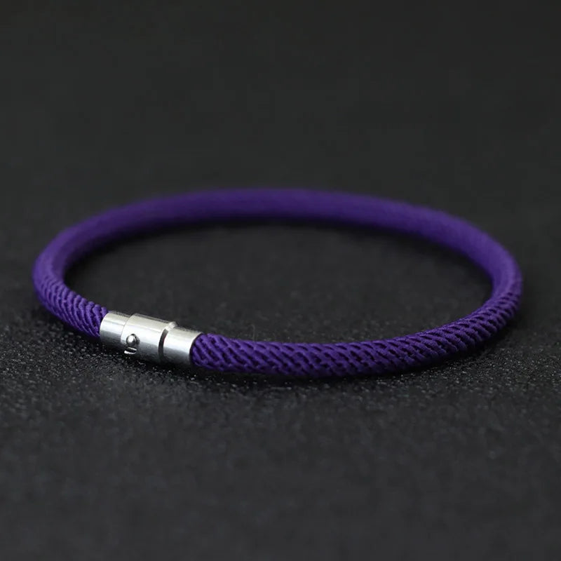 Bracelet Homme Corde Argent – Double Boucle Sécurité