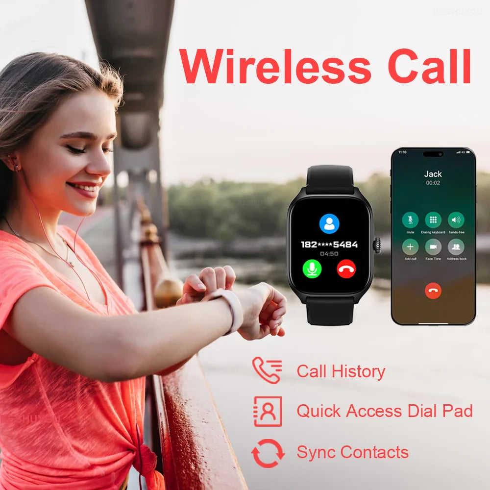 Montre Connectée 2.01'' HD, Appels Bluetooth, Notifications & Modes Sport - KESHUYOU H9 Pro Max