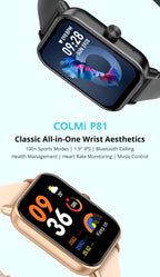 COLMI P81 – Montre connectée 1.9" HD, appels Bluetooth, suivi santé & +100 sports