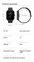 COLMI P81 – Montre connectée 1.9" HD, appels Bluetooth, suivi santé & +100 sports