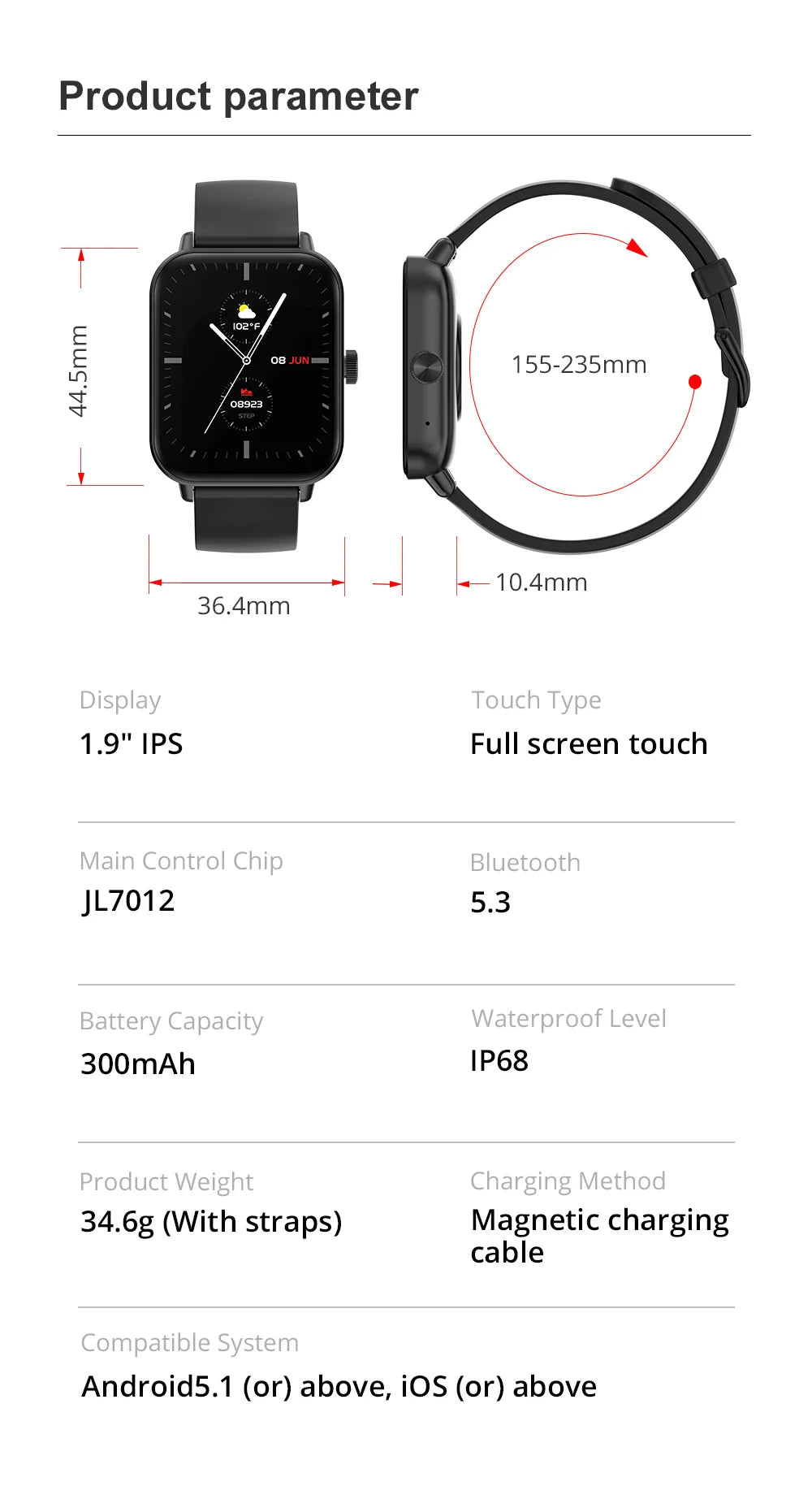 COLMI P81 – Montre connectée 1.9" HD, appels Bluetooth, suivi santé & +100 sports