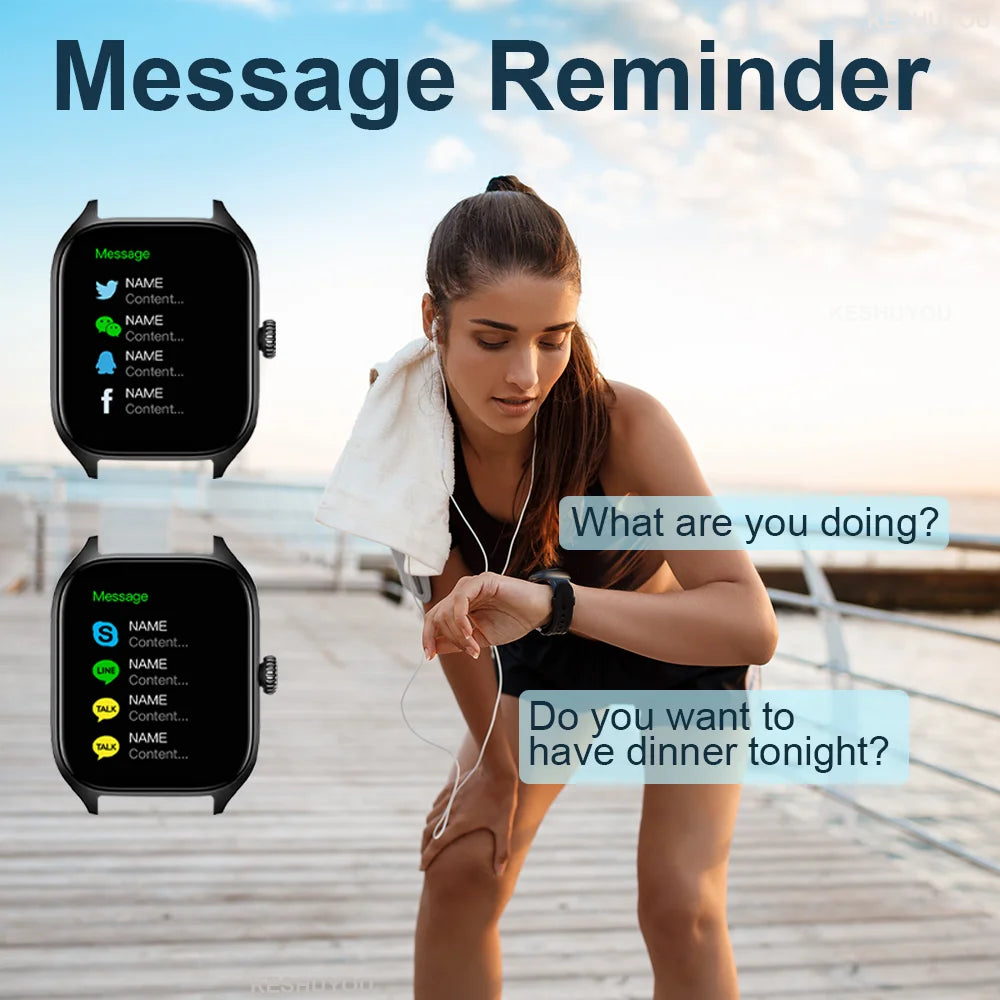 Montre Connectée 2.01'' HD, Appels Bluetooth, Notifications & Modes Sport - KESHUYOU H9 Pro Max