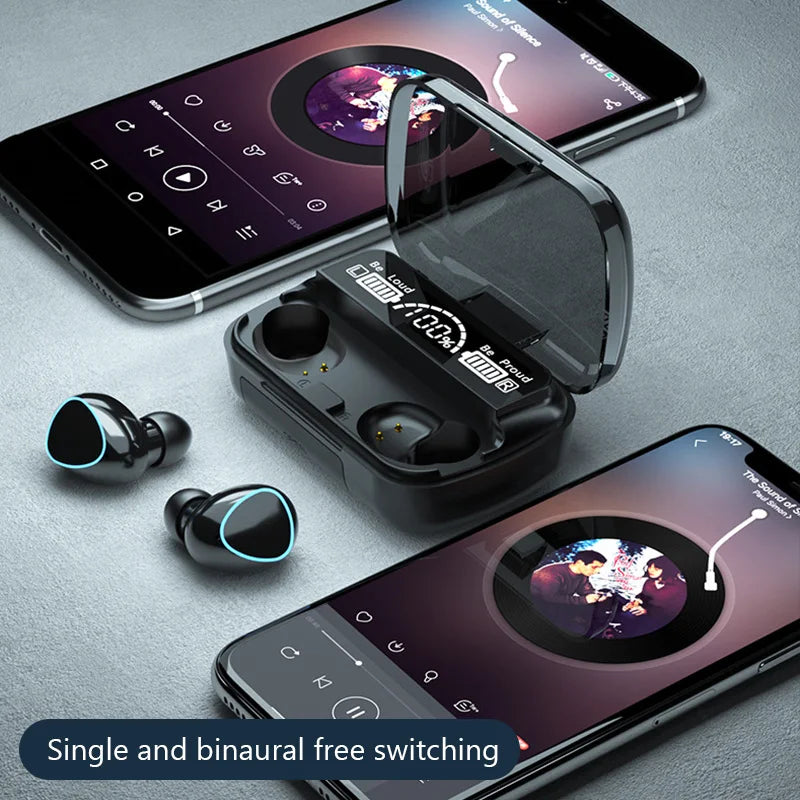 Écouteurs Bluetooth avec Boîte de Charge 2500mAh – Casque Sans Fil Étanche Sport, Stéréo 9D, avec Microphone Intégré