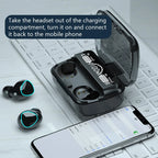Écouteurs Bluetooth avec Boîte de Charge 2500mAh – Casque Sans Fil Étanche Sport, Stéréo 9D, avec Microphone Intégré