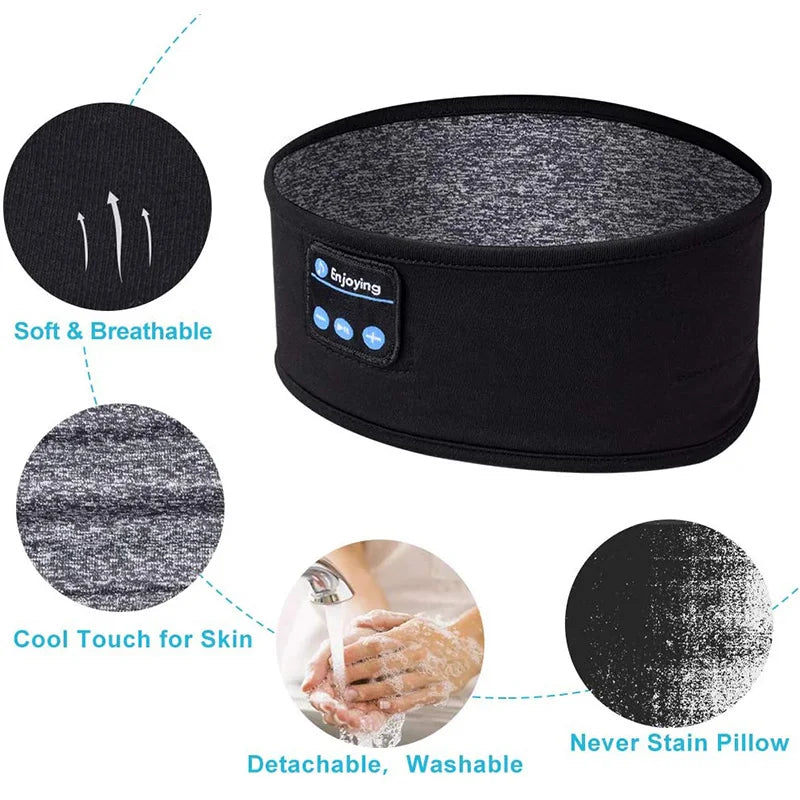 Bandeau audio Bluetooth – Casque élastique, masque de sommeil et écouteurs sans fil intégrés