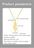 Collier Tunisie en Acier Inoxydable – Pendentif Carte, Unisexe, Bijou Ethnique & Patriotique