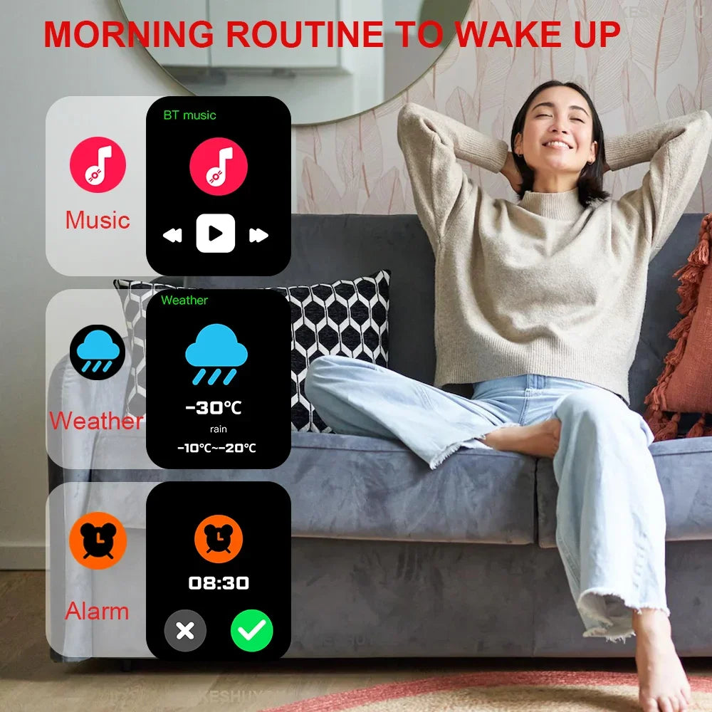 Montre Connectée 2.01'' HD, Appels Bluetooth, Notifications & Modes Sport - KESHUYOU H9 Pro Max