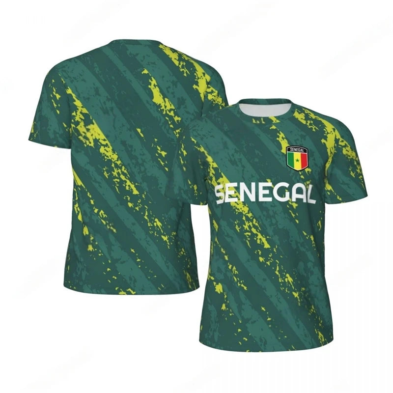 T-shirt de football tendance avec imprimé du drapeau du Sénégal