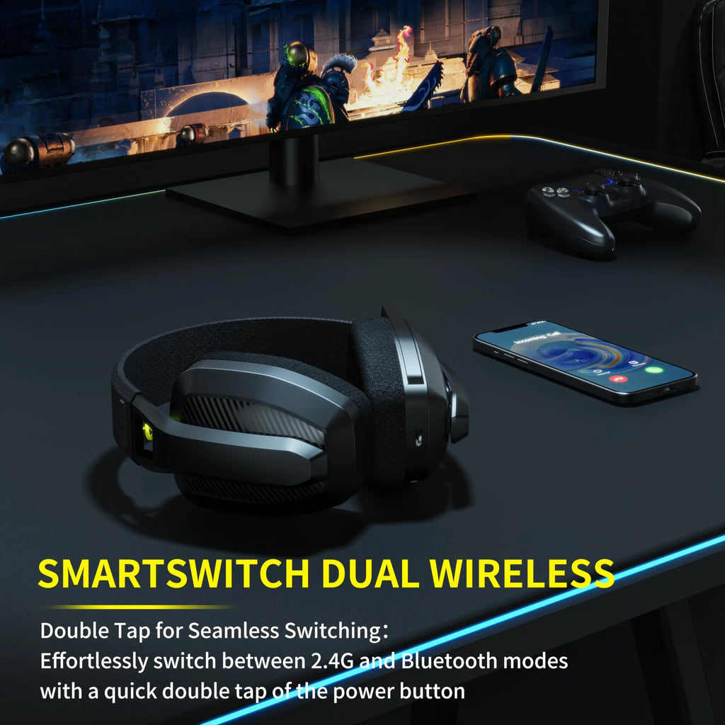 Casque sans fil BINNUNE BW06 – Double connexion 2.4GHz & Bluetooth, micro intégré