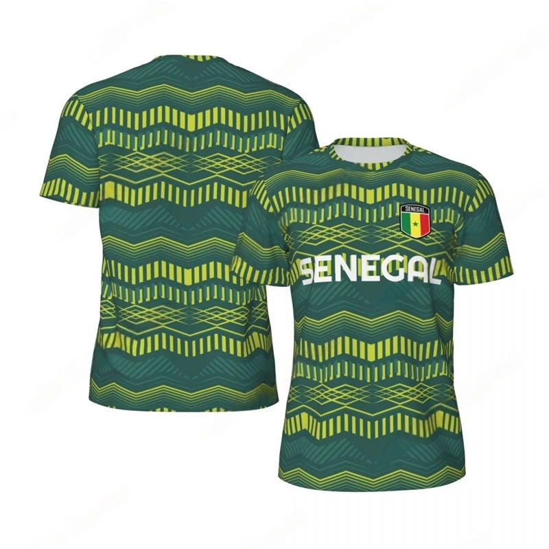 T-shirt de football tendance avec imprimé du drapeau du Sénégal