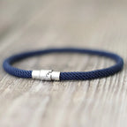 Bracelet Homme Corde Argent – Double Boucle Sécurité