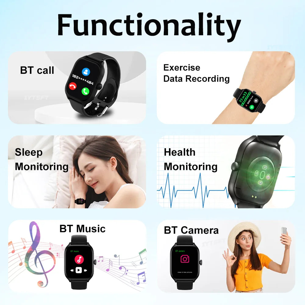 Montre Connectée 2.01'' HD, Appels Bluetooth, Notifications & Modes Sport - KESHUYOU H9 Pro Max
