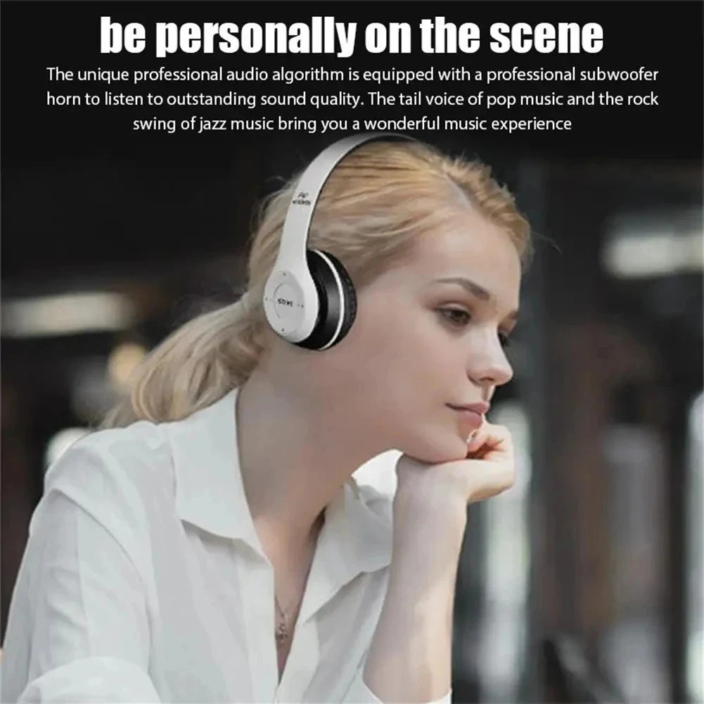 Casque Bluetooth P47 – Pliable, Stéréo HiFi, Basses puissantes