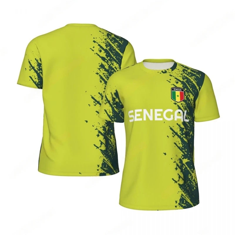 T-shirt de football tendance avec imprimé du drapeau du Sénégal