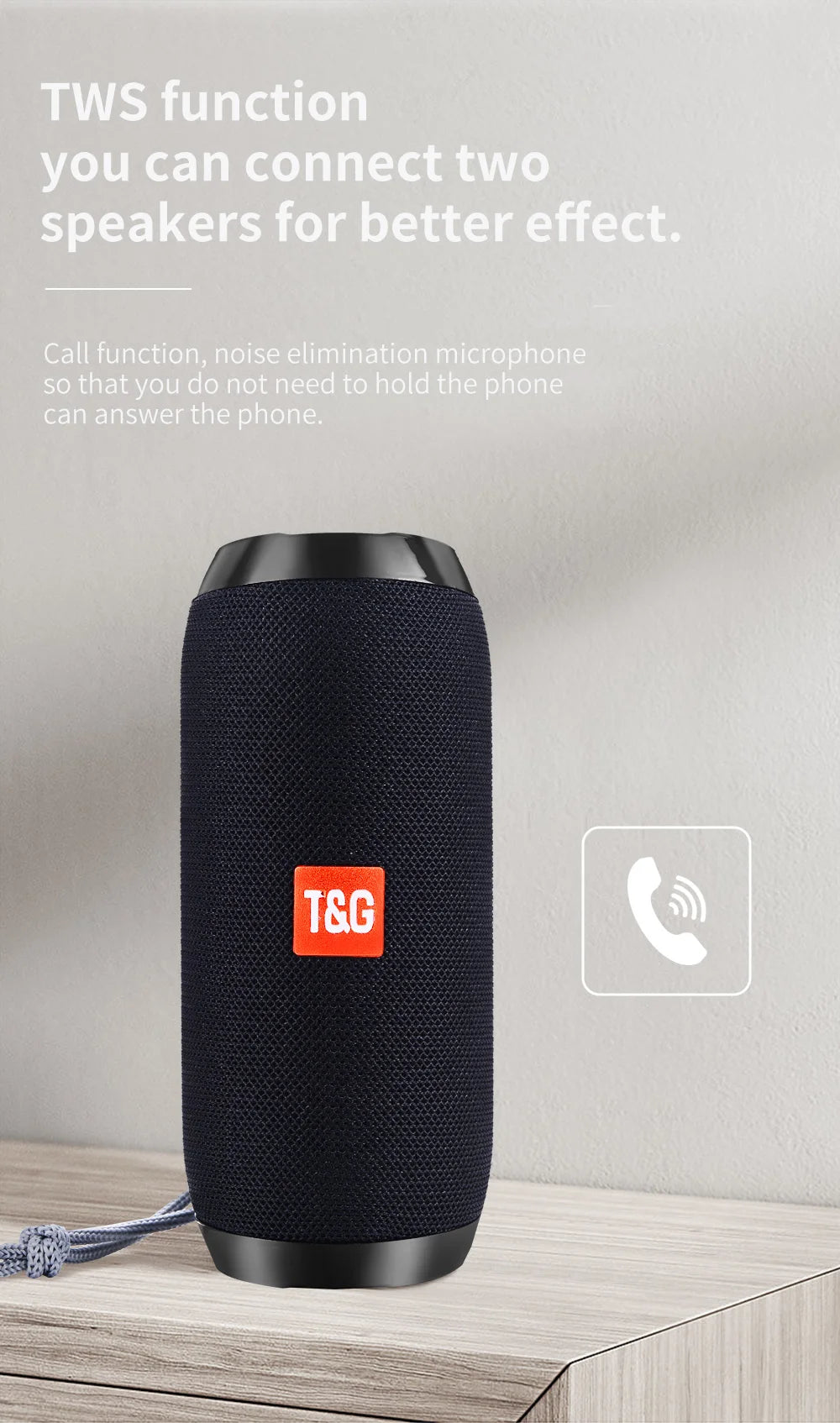 Haut-parleur Bluetooth T & G TG117, boîte de son TWS Portable, haut-parleur étanche, haut-parleurs stéréo Surround d'extérieur, Support Radio FM TF