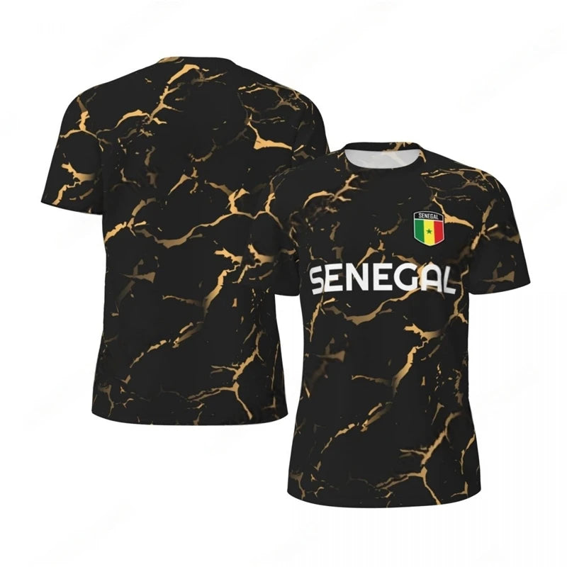 T-shirt de football tendance avec imprimé du drapeau du Sénégal