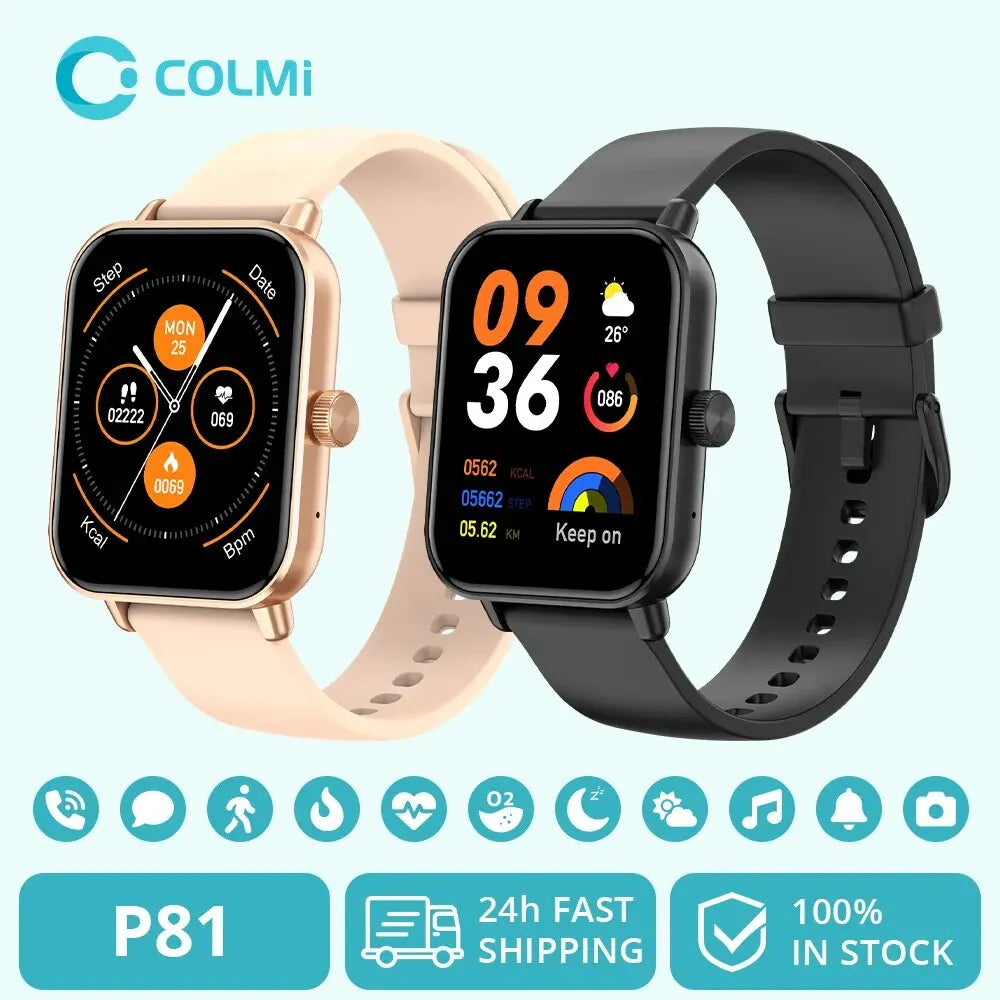 COLMI P81 – Montre connectée 1.9" HD, appels Bluetooth, suivi santé & +100 sports