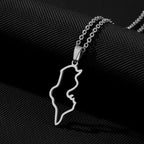 Collier Tunisie en Acier Inoxydable – Pendentif Carte, Unisexe, Bijou Ethnique & Patriotique